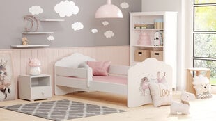 Bērnu gulta Fala ar matraci un aizsargbarjeru 144 cm x 78 cm x 65 cm, princese ar vienradzi cena un informācija | Bērnu gultas | 220.lv