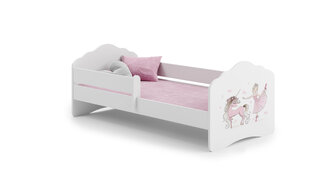 Bērnu gulta Fala ar matraci un aizsargbarjeru 164 cm x 85 cm x 63 cm, princese ar vienradzi цена и информация | Детские кровати | 220.lv