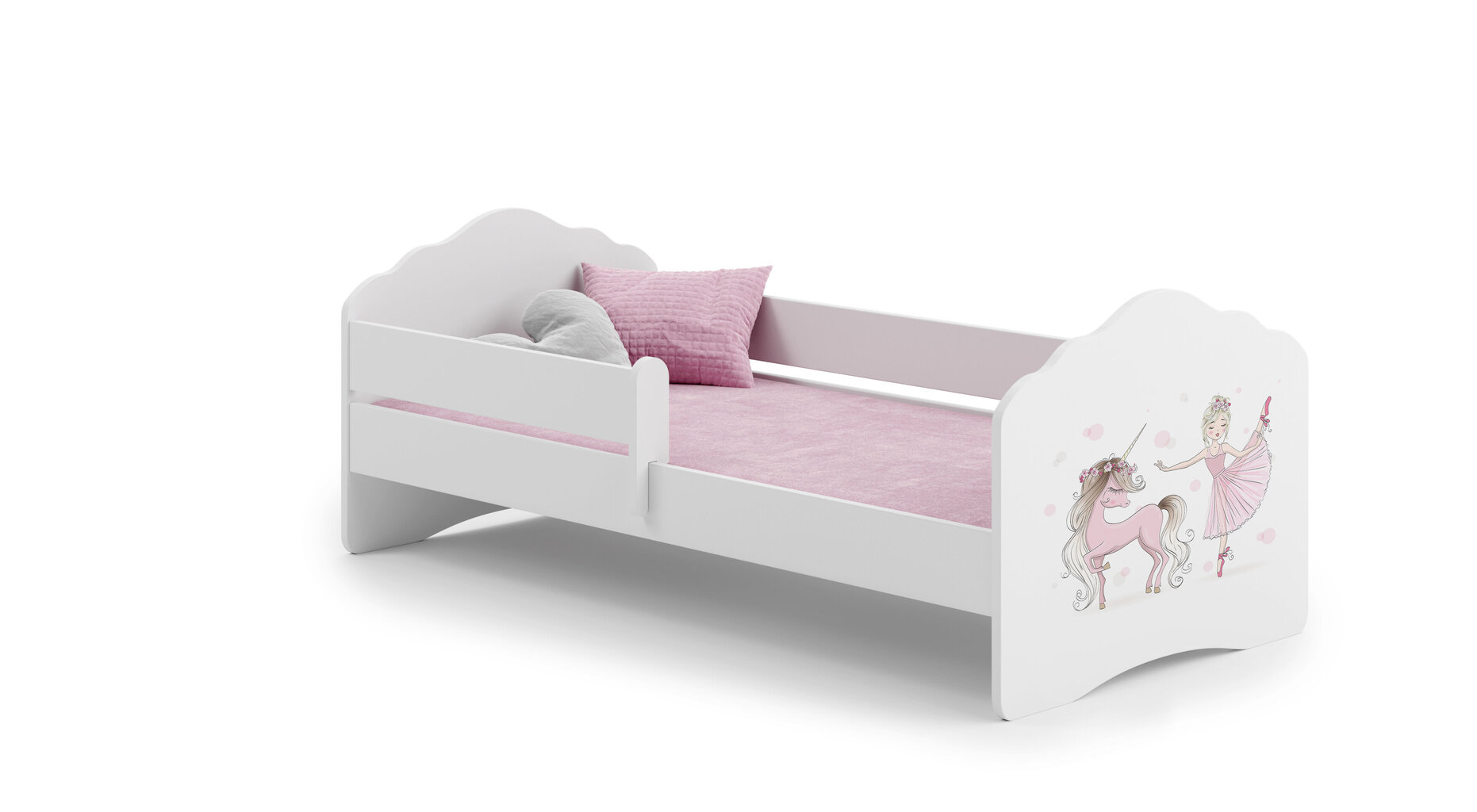 Bērnu gulta Fala ar matraci un aizsargbarjeru 164 cm x 85 cm x 63 cm, princese ar vienradzi цена и информация | Bērnu gultas | 220.lv