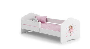 Bērnu gulta Fala ar matraci un aizsargbarjeru 164 cm x 85 cm x 63 cm, princese ar spārniem цена и информация | Детские кровати | 220.lv