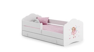 Детская кровать Fala с выдвижным ящиком, матрасом и барьерной защитой 164 см x 85 см x 63 см, принцесса с крыльями цена и информация | Детские кровати | 220.lv