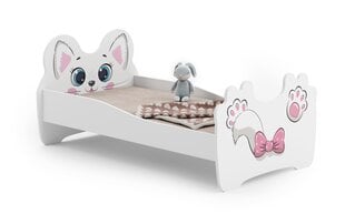 Bērnu gulta Dzīvnieki ar matraci 164 cm x 90 cm x 70 cm, kaķis cena un informācija | Bērnu gultas | 220.lv
