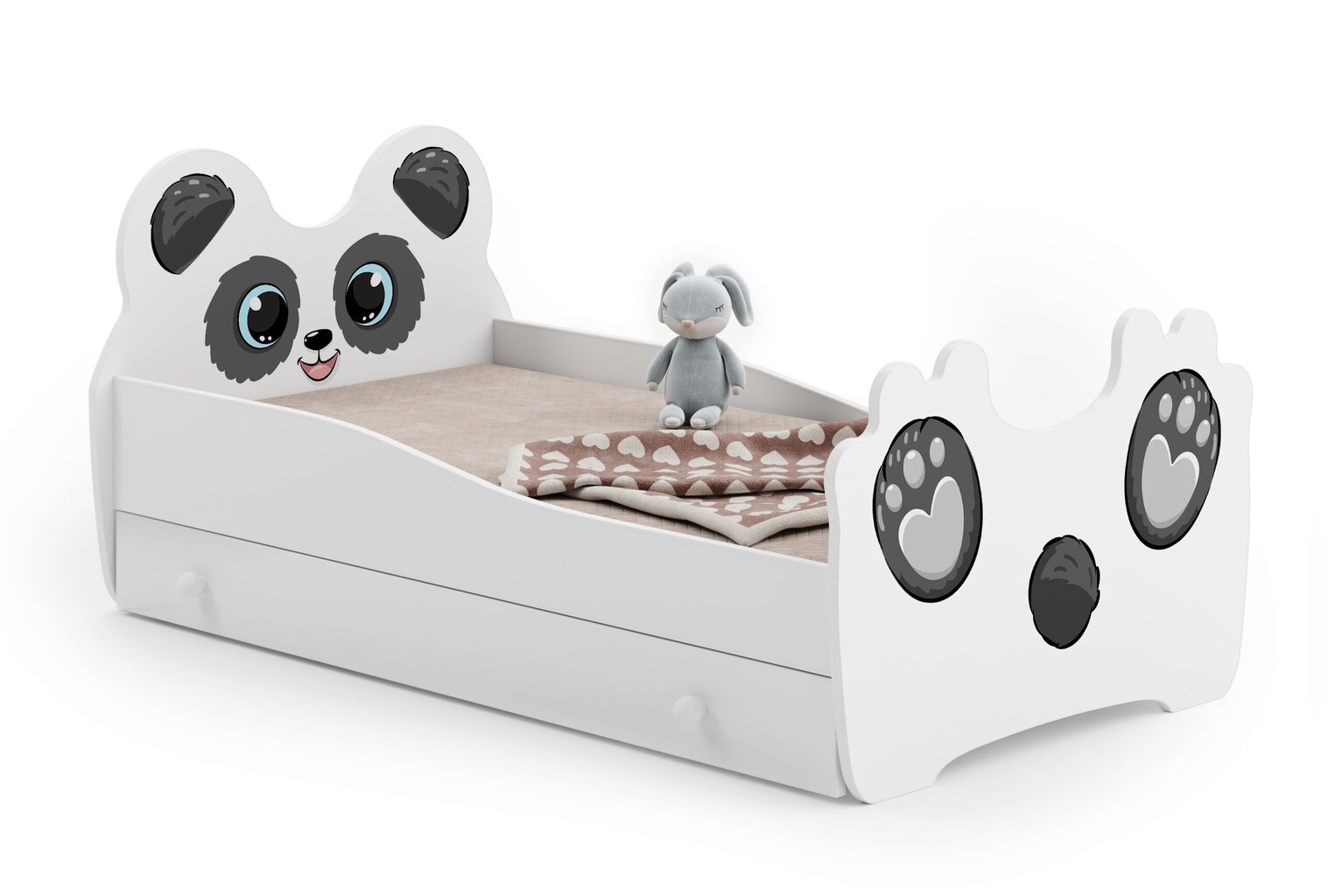 Bērnu gulta Dzīvnieki ar atvilktni un matraci 164 cm x 90 cm x 70 cm, panda cena un informācija | Bērnu gultas | 220.lv