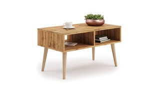 Skandināvu stila kafijas galdiņš Sandi 90x55x50cm, baltā/dabīgā koka krāsā cena un informācija | Žurnālgaldiņi | 220.lv