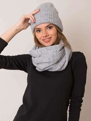 Серый комплект из шапки и шарфа RUE PARIS цена и информация | Женские шапки | 220.lv