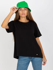 Sieviešu melns vienkrāsains T-krekls cena un informācija | Blūzes, sieviešu krekli | 220.lv