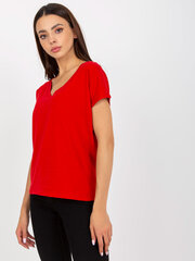 Sieviešu sarkans vienkrāsains T-krekls cena un informācija | Blūzes, sieviešu krekli | 220.lv