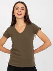 Sieviešu haki krāsas T-krekls vienkrāsainā krāsā cena un informācija | Blūzes, sieviešu krekli | 220.lv