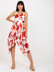 Женское красно-белое платье с принтом цена и информация | Платья | 220.lv