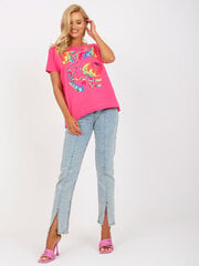 темно-розовая хлопковая блузка с принтом на лето цена и информация | Женские блузки, рубашки | 220.lv