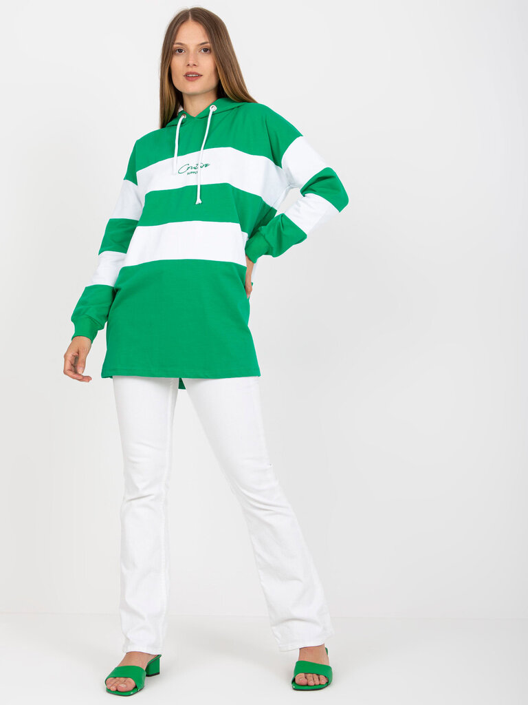 Sieviešu kapuci baltā un zaļā krāsā cena un informācija | Sieviešu džemperi | 220.lv