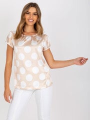 бежево-белая блуза с имитацией атласа rue paris цена и информация | Женские блузки, рубашки | 220.lv