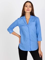 синяя хлопковая классическая рубашка с карманом цена и информация | Женские блузки, рубашки | 220.lv