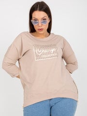 хлопковая блуза больших размеров бежевого цвета с декоративным карманом цена и информация | Женские блузки, рубашки | 220.lv