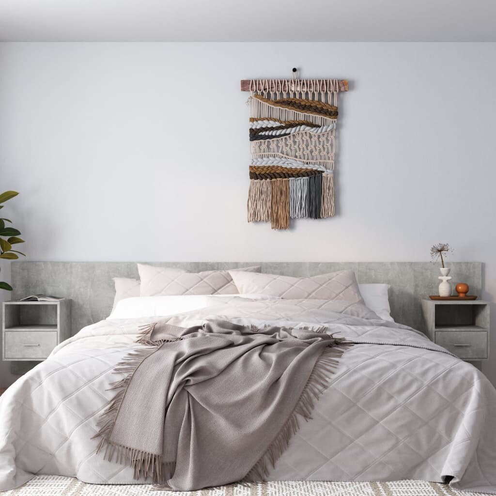 vidaXL gultas galvgalis ar skapīšiem, betona pelēks, inženierijas koks цена и информация | Gultas | 220.lv