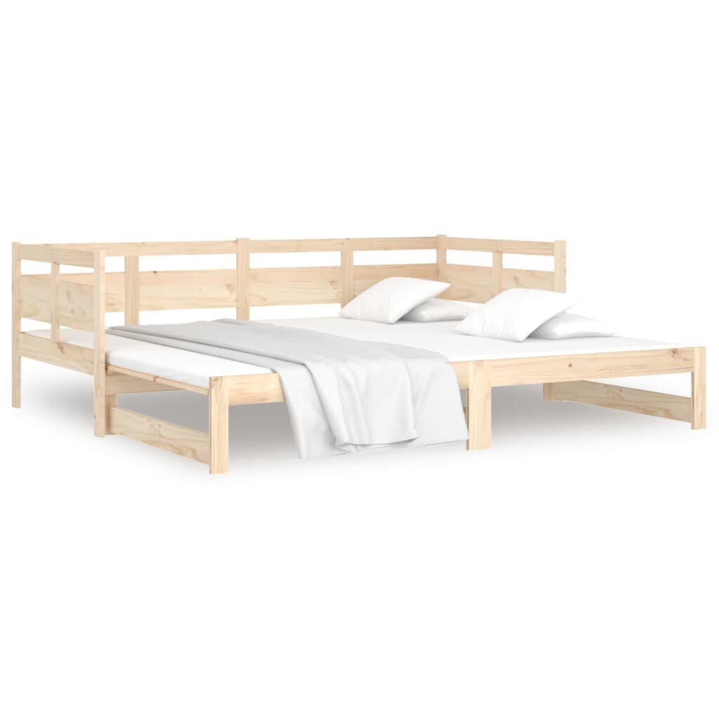 Izvelkama gulta, 2x(90x200)cm, priedes masīvkoks cena un informācija | Gultas | 220.lv