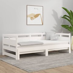 Izvelkama gulta, balta, 2x(90x200)cm, priedes masīvkoks цена и информация | Кровати | 220.lv