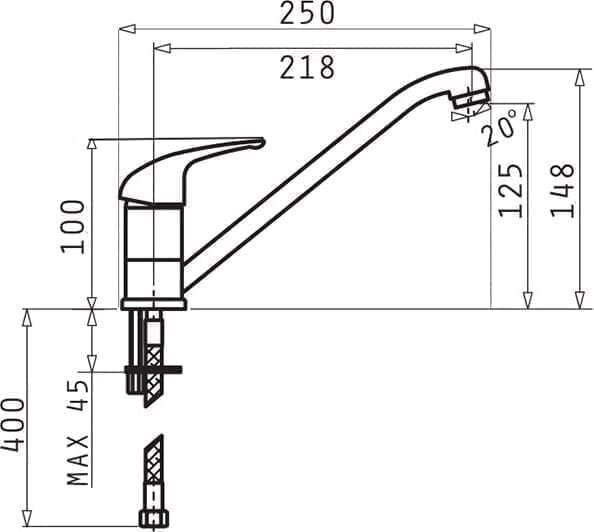 Bateria kuchenna PYRAMIS ASALIA 090921301 szary beton цена и информация | Ūdens maisītāji virtuvei | 220.lv