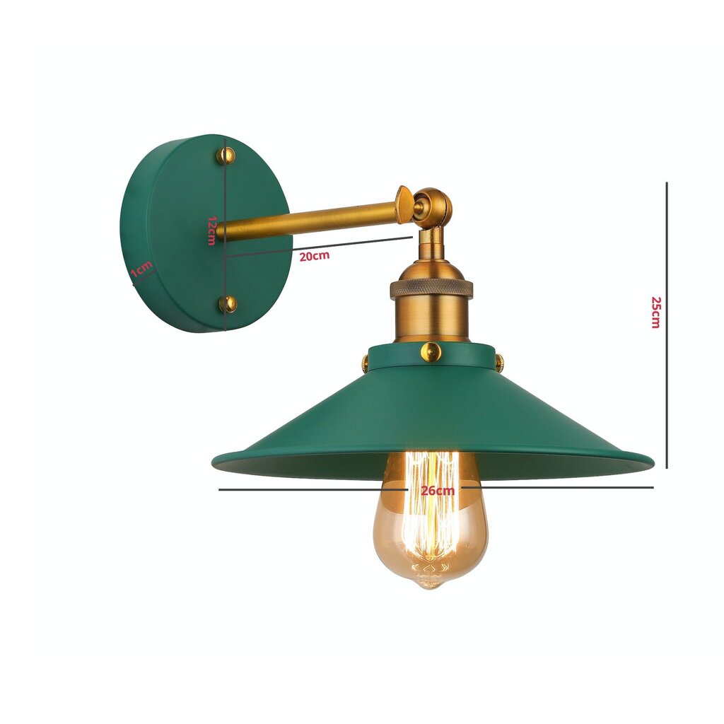 Sienas lampa vintage zaļā krāsā cena un informācija | Sienas lampas | 220.lv