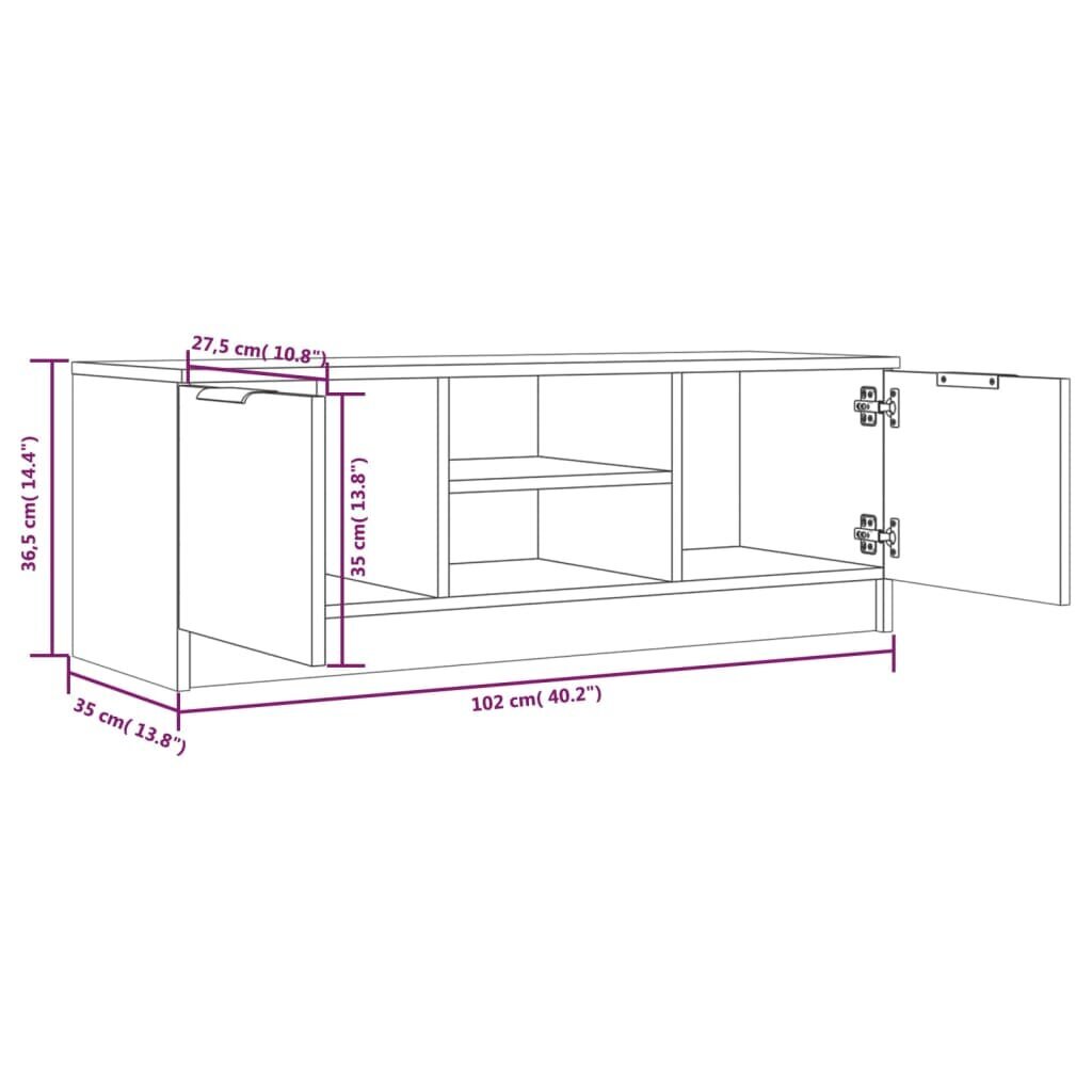 TV skapis, pelēks ozols, 102x35x36,5cm, koks cena un informācija | TV galdiņi | 220.lv