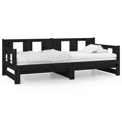 Izvelkama gulta, melna, 2x(80x200)cm, priedes masīvkoks цена и информация | Кровати | 220.lv