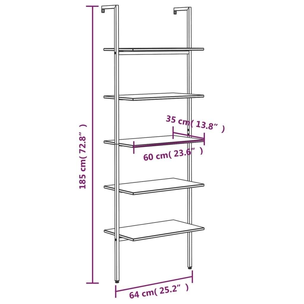 Noliecams plaukts, 5 līmeņi, melns, 64x35x185cm cena un informācija | Plaukti | 220.lv