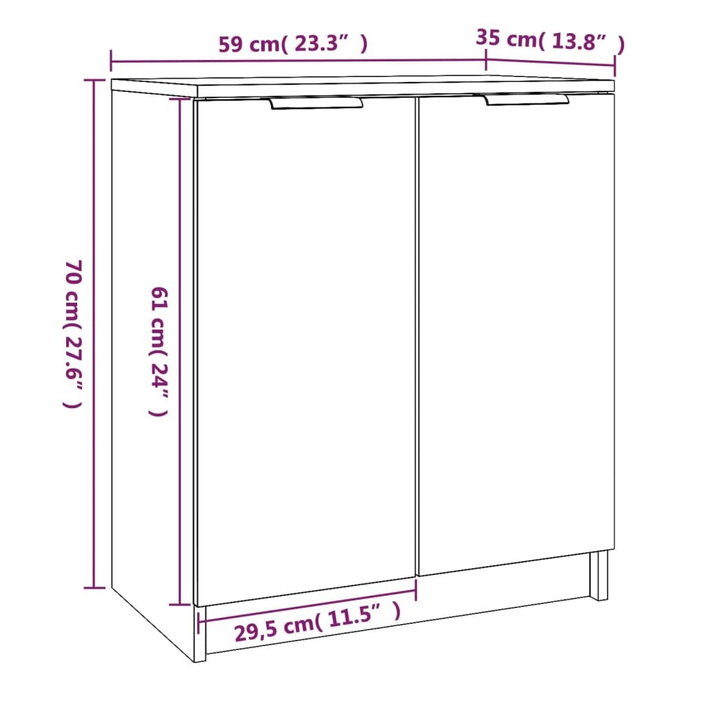 vidaXL apavu skapītis, ozolkoka krāsa, 59x35x70 cm, inženierijas koks cena un informācija | Apavu skapji, apavu plaukti, priekšnama soliņi | 220.lv