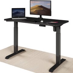 Elektroniski regulējama augstuma galds Desktronic ar USB A un C savienojumiem, Melnas kājas, Melna galda virsma 120 x 60 cm цена и информация | Компьютерные, письменные столы | 220.lv