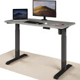 Elektroniski regulējama augstuma galds Desktronic ar USB A un C savienojumiem, Melnas kājas, Pelēka galda virsma 120 x 60 cm