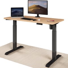 Elektroniski regulējama augstuma galds Desktronic ar USB A un C savienojumiem, Melnas kājas, Ozolkoka galda virsma 120 x 60 cm cena un informācija | Datorgaldi, rakstāmgaldi, biroja galdi | 220.lv