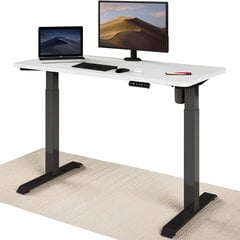 Elektroniski regulējama augstuma galds Desktronic ar USB A un C savienojumiem, Melnas kājas, Balta galda virsma 120 x 60 cm cena un informācija | Datorgaldi, rakstāmgaldi, biroja galdi | 220.lv