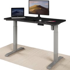 Elektroniski regulējama augstuma galds Desktronic ar USB A un C savienojumiem, Pelēkas kājas, Melna galda virsma 120 x 60 cm cena un informācija | Datorgaldi, rakstāmgaldi, biroja galdi | 220.lv