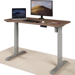 Elektroniski regulējama augstuma galds Desktronic ar USB A un C savienojumiem, Pelēkas kājas, Riekstakoka galda virsma 120 x 60 cm cena un informācija | Datorgaldi, rakstāmgaldi, biroja galdi | 220.lv