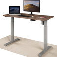 Elektroniski regulējama augstuma galds Desktronic ar USB A un C savienojumiem, Pelēkas kājas, Riekstakoka galda virsma 120 x 60 cm