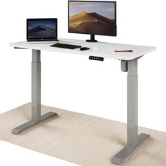 Elektroniski regulējama augstuma galds Desktronic ar USB A un C savienojumiem, Pelēkas kājas, Balta galda virsma 120 x 60 cm цена и информация | Компьютерные, письменные столы | 220.lv