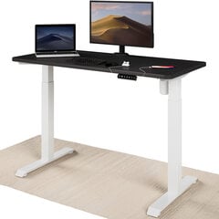 Регулируемый по высоте стол Desktronic с электроприводом, с разъемами USB A и C, Белые ноги, Черная столешница 120x60 см цена и информация | Компьютерные, письменные столы | 220.lv