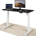 Elektroniski regulējama augstuma galds Desktronic ar USB A un C savienojumiem, Baltas kājas, Melna galda virsma 120 x 60 cm