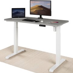 Elektroniski regulējama augstuma galds Desktronic ar USB A un C savienojumiem, Baltas kājas, Pelēka galda virsma 120 x 60 cm cena un informācija | Datorgaldi, rakstāmgaldi, biroja galdi | 220.lv