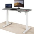 Elektroniski regulējama augstuma galds Desktronic ar USB A un C savienojumiem, Baltas kājas, Pelēka galda virsma 120 x 60 cm