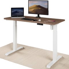 Регулируемый по высоте стол Desktronic с электроприводом, с разъемами USB A и C, Белые ноги, Ореховая столешница 120x60 см цена и информация | Компьютерные, письменные столы | 220.lv