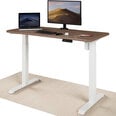 Elektroniski regulējama augstuma galds Desktronic ar USB A un C savienojumiem, Baltas kājas, Riekstakoka galda virsma 120 x 60 cm