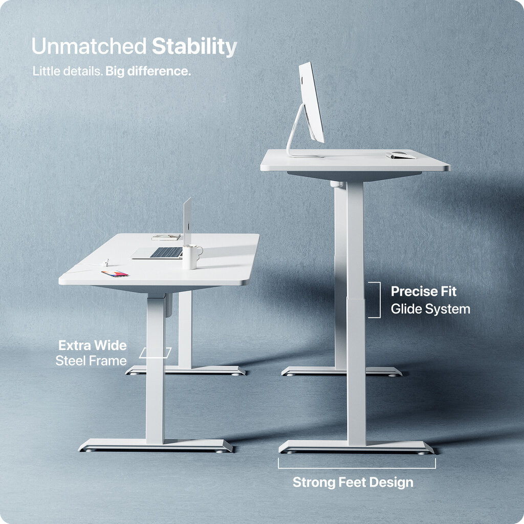 Elektroniski regulējama augstuma galds Desktronic ar USB A un C savienojumiem, Baltas kājas, Balta galda virsma 120 x 60 cm цена и информация | Datorgaldi, rakstāmgaldi, biroja galdi | 220.lv