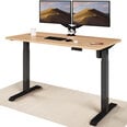 Регулируемый по высоте стол Desktronic с электроприводом, с разъемами USB A и C, Черные ноги, Дубовая столешница 140x70 см