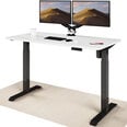 Elektroniski regulējama augstuma galds Desktronic ar USB A un C savienojumiem, Melnas kājas, Balta galda virsma 140 x 70 cm