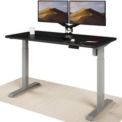 Регулируемый по высоте стол Desktronic с электроприводом, с разъемами USB A и C, Серые ноги, Черная столешница 140x70 см цена и информация | Компьютерные, письменные столы | 220.lv