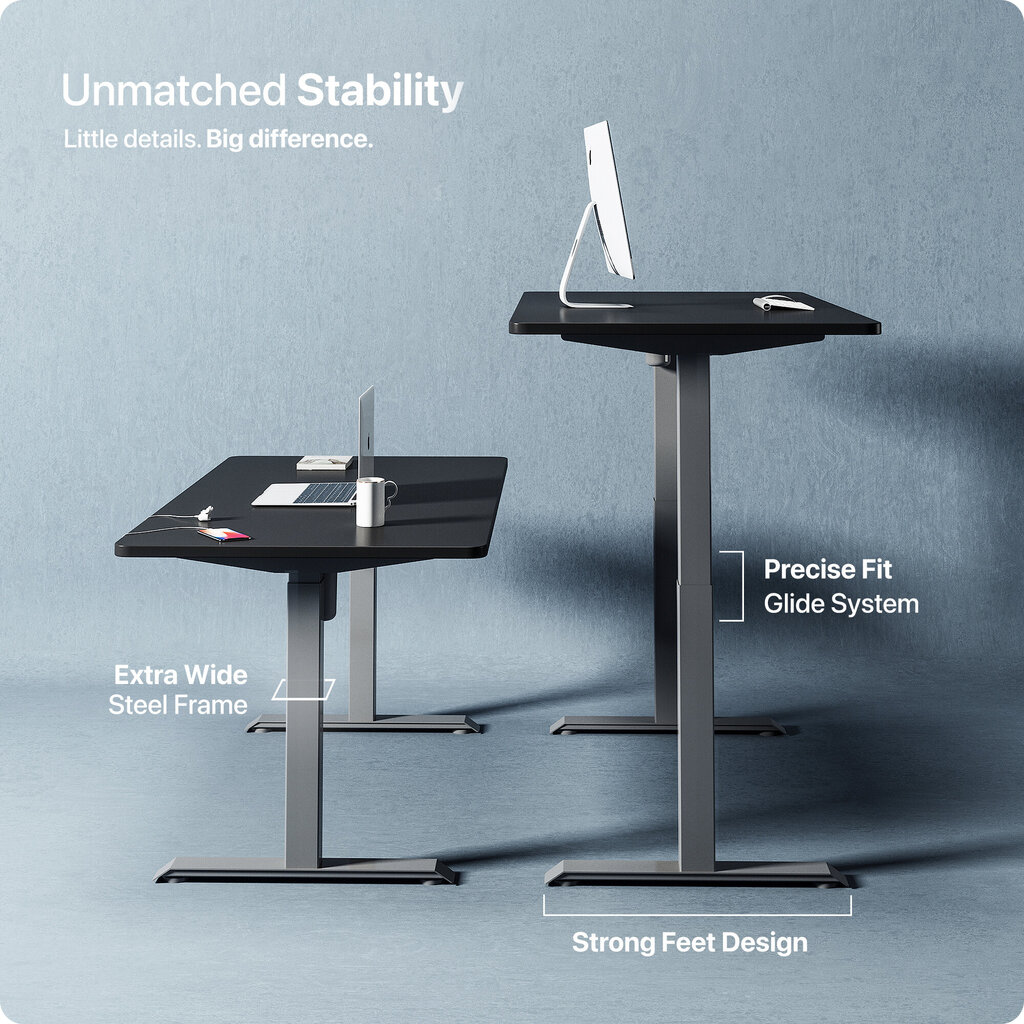 Elektroniski regulējama augstuma galds Desktronic ar USB A un C savienojumiem, Pelēkas kājas, Melna galda virsma 140 x 70 cm цена и информация | Datorgaldi, rakstāmgaldi, biroja galdi | 220.lv