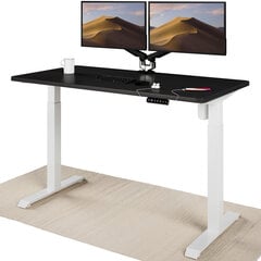 Elektroniski regulējama augstuma galds Desktronic ar USB A un C savienojumiem, Baltas kājas, Melna galda virsma 140 x 70 cm цена и информация | Компьютерные, письменные столы | 220.lv