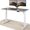 Elektroniski regulējama augstuma galds Desktronic ar USB A un C savienojumiem, Baltas kājas, Pelēka galda virsma 140 x 70 cm