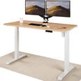 Elektroniski regulējama augstuma galds Desktronic ar USB A un C savienojumiem, Baltas kājas, Ozolkoka galda virsma 140 x 70 cm