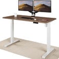 Elektroniski regulējama augstuma galds Desktronic ar USB A un C savienojumiem, Baltas kājas, Riekstakoka galda virsma 140 x 70 cm